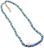 Turquise Bead & Metal Spacer Necklace - click here for large view